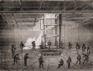 Sailors and Workers Coiling the Transatlantic Telegraph Cable in the Bilge Tanks of the S.S. Great Eastern by French School