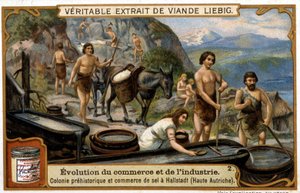 Salt trade in Upper Austria in prehistoric times in Hallstadt - Liebig chromolithography