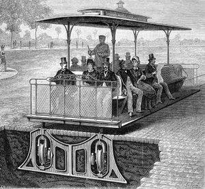 San Francisco funicular tramway with invisible wheels - in 