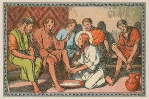 Scene from the Life of Jesus (coloured engraving) by French School