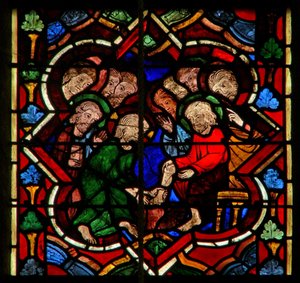 Scene depicting Christ washes His disciples