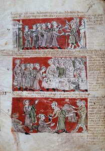 Scene of Student Life at Hubant College or Ave Maria in Paris. Livre des Statutes du College de Hubant ou de l