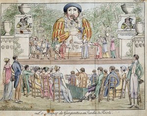 Scene of the dinner of Gargantua with public, attraction of the garden of Tivoli, c. 1805