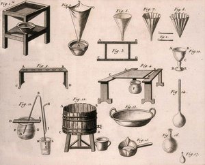 Scientific Equipment, from The Elements of Chemistry by Antoine Laurent de Lavoisier, engraved by D.Lizars