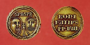 Seal with the heads of St. Paul and St. Peter, from a bull of Pope Boniface VIII, recto and verso, 1295