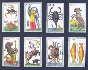 Selection of astrological tarot cards by French School