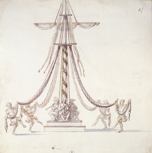 Set design for a ballet with sailors dancing around a mast, from a collection entitled Les Menus Plaisirs du Roi by French School