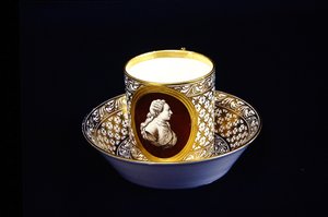 Sevres cup and saucer with an effigy of Louis XVI