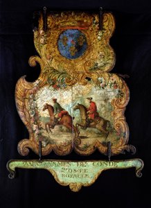Sign for the Royal Mail of Chantilly with the Conde coat of arms by French School