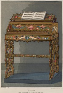Spinet with the Coat of Arms of Princess of Conti (from Dictionnaire de Lameublement et de la Decoration by Henry Havard, Volume 2, Plate 26)