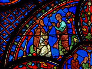 St Anthony listens to the teachings of a hermit by French School