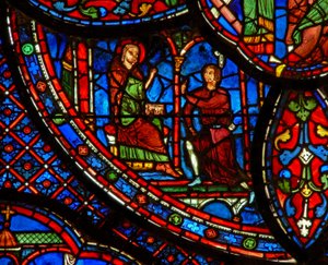 St Anthony speaking with a man by French School