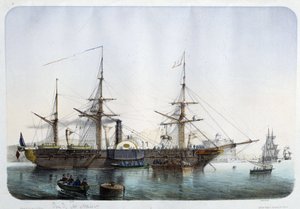 Steam Frigate in the Harbor of Toulon, Circa 1850 by French School