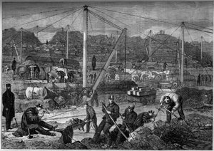 Strength Work: English Prisoners Working in a Stone Quarry. Portland Prison, England