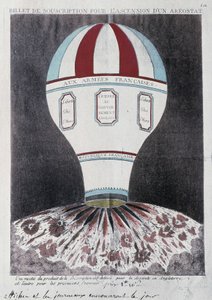 Subscription ticket for the rise of an aerostat to invade England, early 19th century by French School