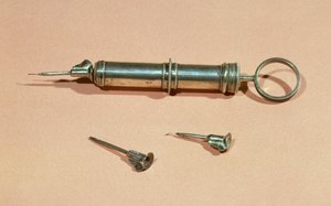 Syringe invented by Charles-Gabriel Pravaz in 1853 with various needles