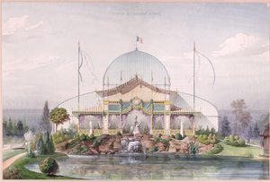 Tent and Big Glasshouse in the Garden of the Universal Exhibition in Paris in 1867 by French School