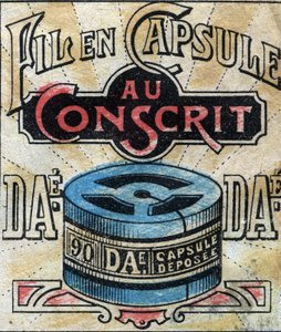 Textile, linen. Capsule for using Dae sewing threads by French School