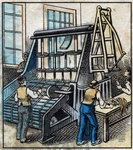 Textile, Linen: The Workshop. Comb to Remove and Smooth the Linen Yarn that will be Transformed by the Drawing into More and More Thin Ribbons. Engraving. Epinal Imaging Late 19th Century by French School