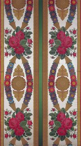 Textile with garlands of daisies and bouquets of roses by Cousin and Bony, Bissardon, Lyon, 1811 by French School