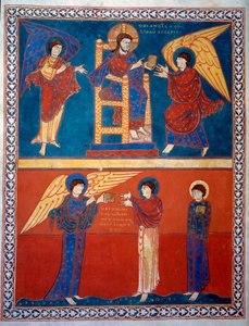 The Angel received the book of the Lord and handed it to Saint John Miniature from the commentaries of “The Revelation according to Saint John” written in 775 by the monk Beatus of Liebana by French School