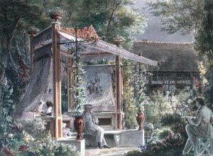 The Architect Jacques Ignace Hittorff in his garden in Paris by French School