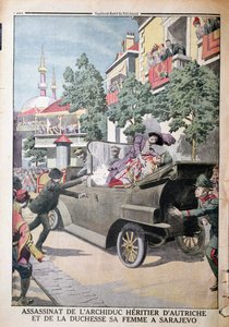 The Assassination of Archduke Franz Ferdinand of Austria and his wife, Duchess Sophia, by Gavrilo Princip in Sarajevo, 28th June 1914, from Le Petit Journal