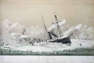 The Austrian Screw Steamer Tegetthof stuck in ice and attacked by Polar bears during the voyage of exploration to the North Pole 1872-4
