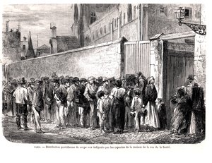 The Capuchins of rue de la Sante Distributing the Daily Soup to the Poor, from Le Monde Illustre, 1860 by French School