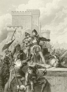 The Chevalier Bayard wounded at the siege of Brescia, 1512 by French School