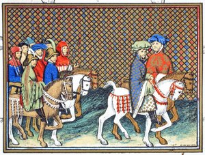 The Dukes of Exeter and Surrey Sent by Richard II from Conway Castle to Chester to Treat with the Duke of Lancaster, Facsimile Copy from Le Prinse et Mort du Roy Richart by Jean Creton, Reprinted 19th Century by French School