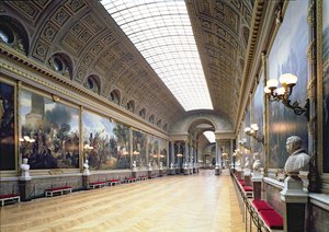 The Galerie des Batailles decorated with 33 paintings illustrating the greatest French military victories