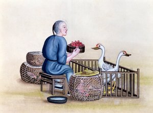 The Poultry Merchant, from a book on the street calls of Peking, c.1785