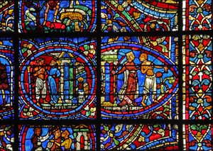 The Prodigal Son window: a courtesan throws him out