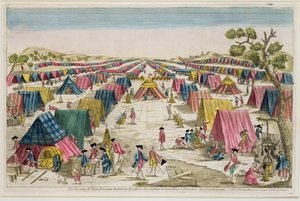 The Prussian Army Camp, Drawn from Life on the Fields in Pomerania, engraved by Vale, c.1750 by French School