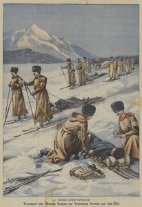 The Russo-Japanese War: Transporting Wounded Russian Soldiers on Sledges Made from Skis by French School