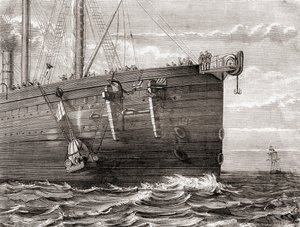 The S.S. Great Eastern Launching a Buoy into the Sea to Mark the Spot of a Lost Transatlantic Telegraph Cable by French School