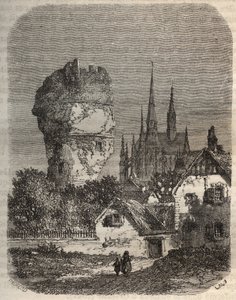 The Shoulder of Gallardon - feudal tower, dating from the 12th century - engraving in 