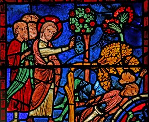 The St Martin window: the saint causes a tree to fall on the heathen by French School