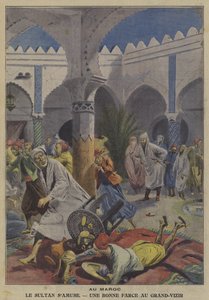 The Sultan of Morocco amusing by playing a joke on his Grand Vizier by French School