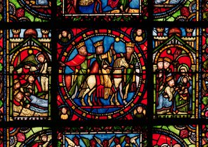 The Three Magi, detail from a window depicting the Story of the Virgin by French School