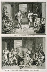 The Wedding Ceremony and the Manner of Divorce in Canada, Illustration from Religious Ceremonies and Customs, Engraved by Bernard Picart by French School