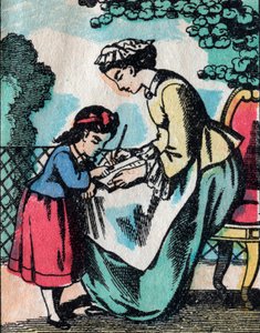 The activities for girls from good families: lesson of reading - Epinal picture - 19th century by French School