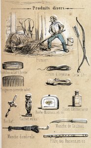 The donkey and its products engraving from 1860 in 