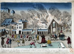 The Fire of the St Germain Fair in Paris, the Night of 16 to 17 March 1762 by French School