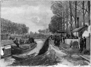 The funicular hauling of boats on the canals in Joinville le Pont, following the Maurice Levy system by French School