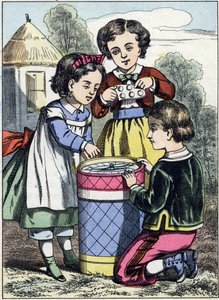 The Game of Macaroons. Engraving from the Picture Album "The Games of Childhood". Imagery of Epinal, late 19th century