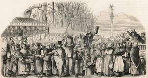 The ham fair on Boulevard Bourdon in Paris - Engraving in 