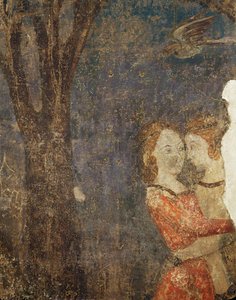The Kiss, courtly scene