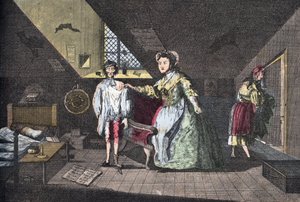 The pious tailor caught in adultery. Engraving by Cabbage from 1768 in Lire Et Galanterie. Weekly Collection of Galantes Images on the direction of John Grand-Carteret. 1903-1904 by French School